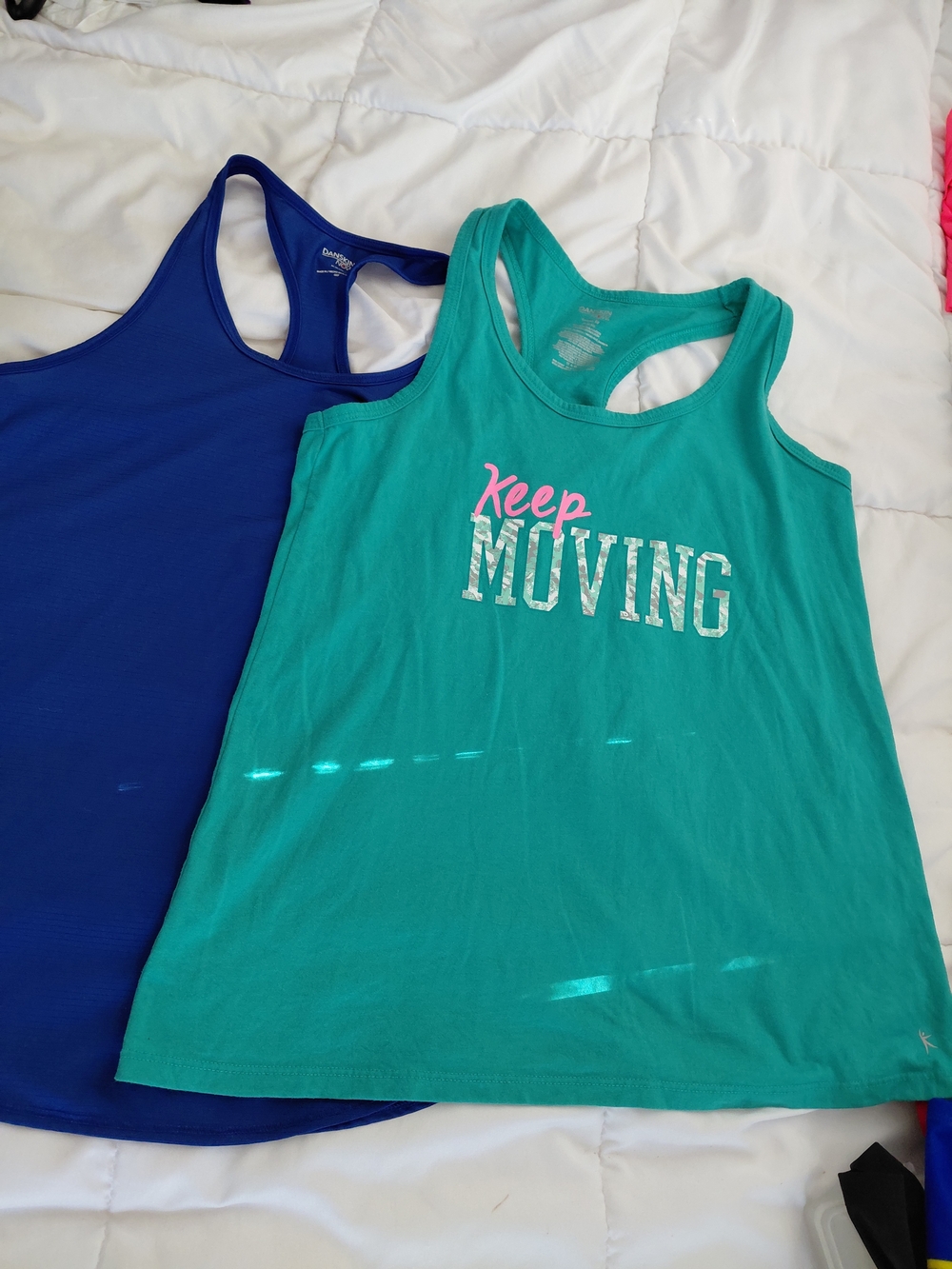 Danskin Now Teal and Royal Blue Racerback Tank Tops